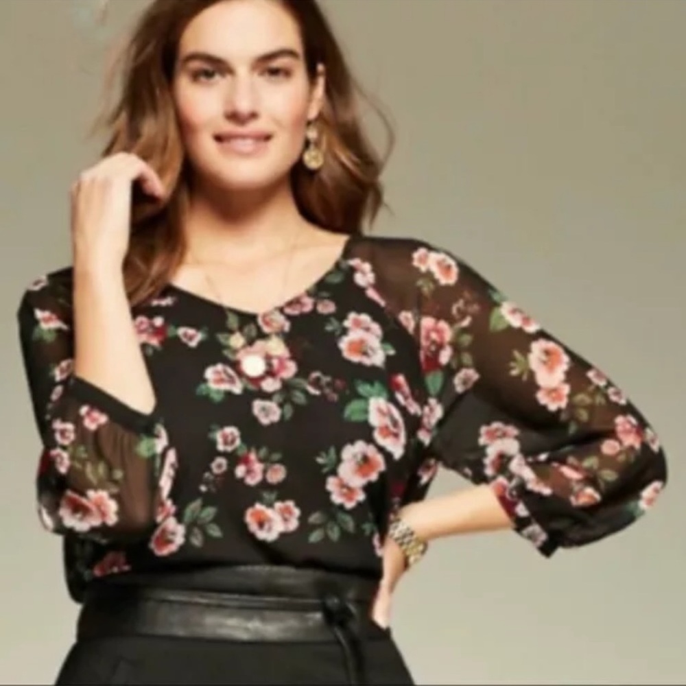 Cabi #3595 Black Garden Blouse Top